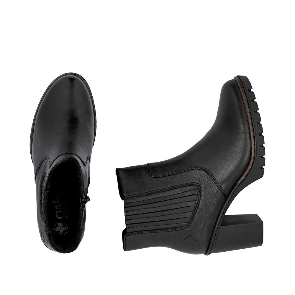 Rieker Y2577-00 Black Block Heel Ankle Boots