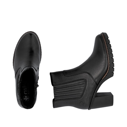 Rieker Y2577-00 Black Block Heel Ankle Boots
