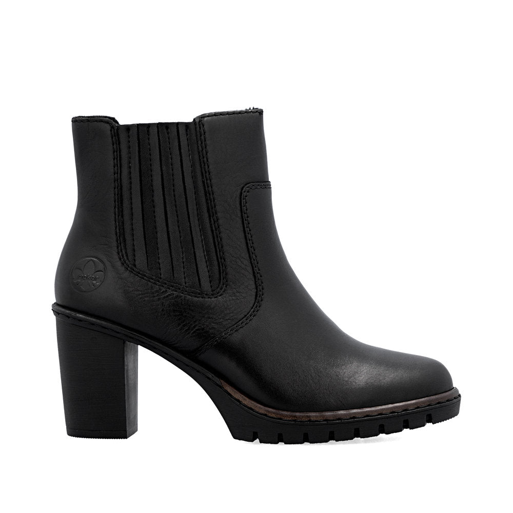 Rieker Y2577-00 Black Block Heel Ankle Boots