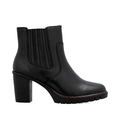 Rieker Y2577-00 Black Block Heel Ankle Boots