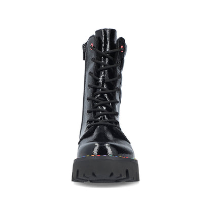 Rieker Y3330-00 Black Patent Lace Ankle Boots