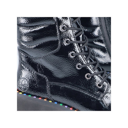 Rieker Y3330-00 Black Patent Lace Ankle Boots