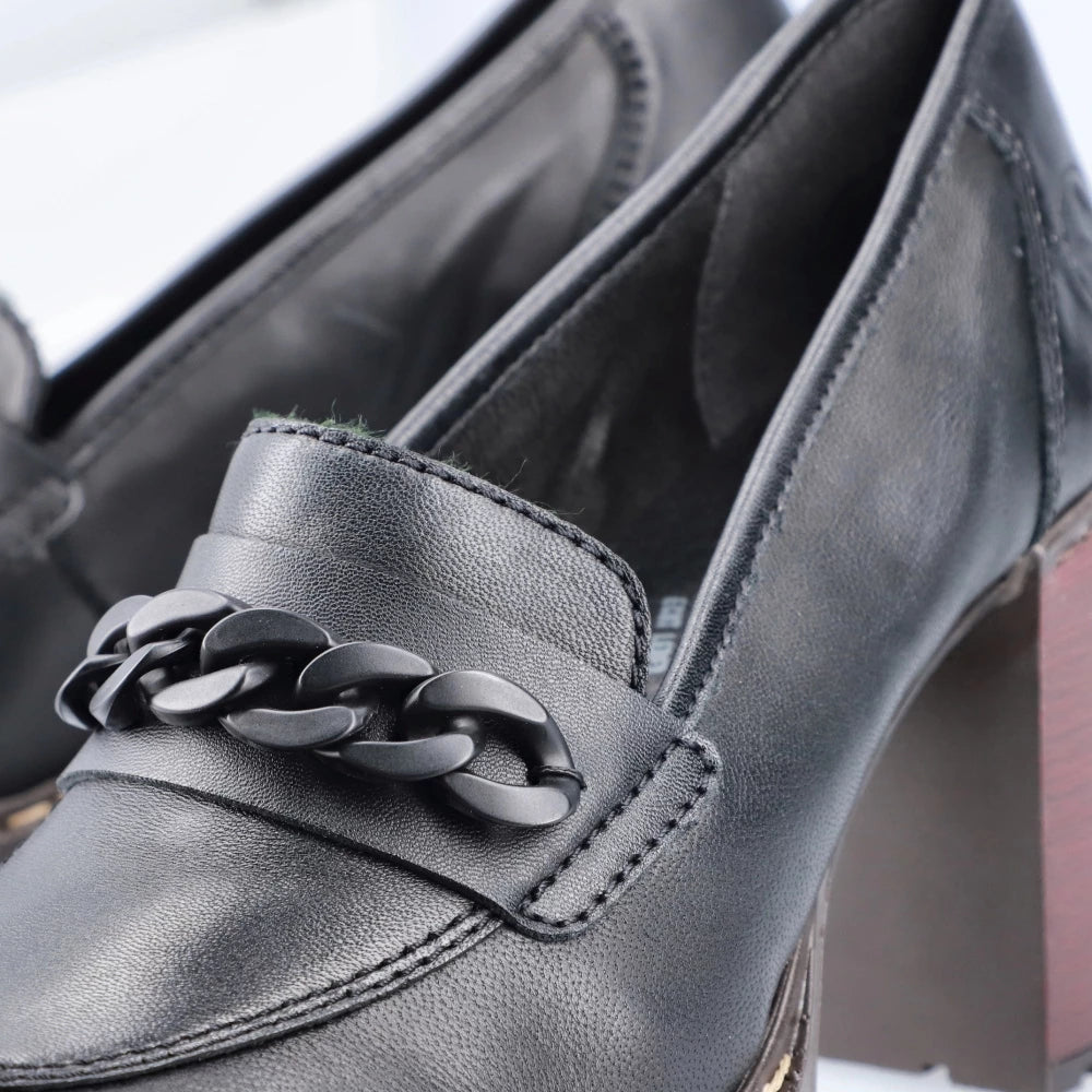 Rieker Y4150-00 Black Block Heel Slip On Shoes…