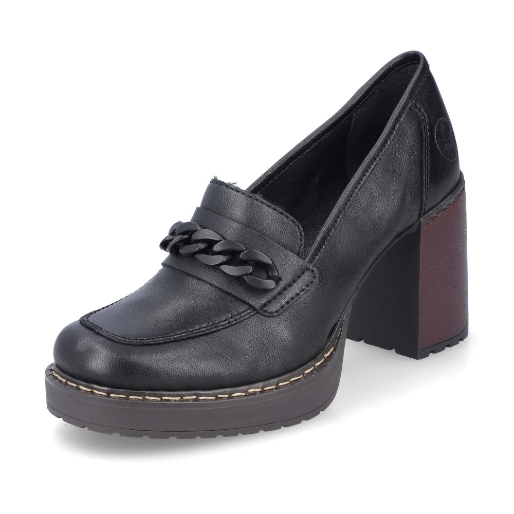 Rieker Y4150-00 Black Block Heel Slip On Shoes…
