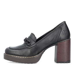 Rieker Y4150-00 Black Block Heel Slip On Shoes