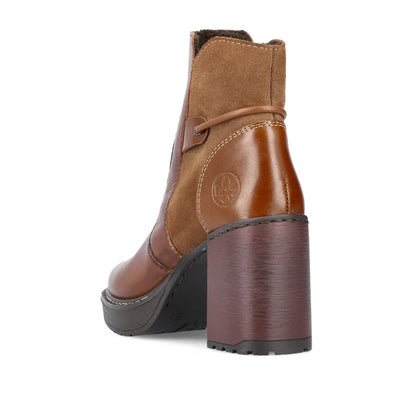 Rieker Y4157-24 Tan Block Heel Ankle Boots