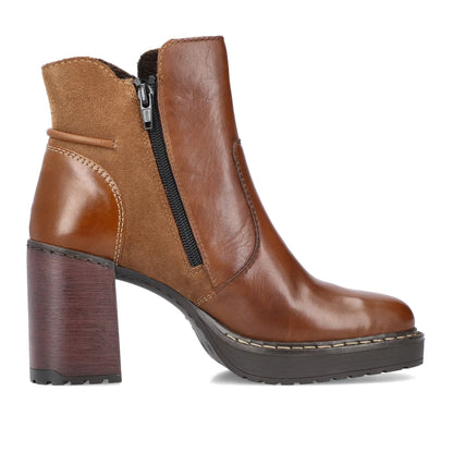 Rieker Y4157-24 Tan Block Heel Ankle Boots