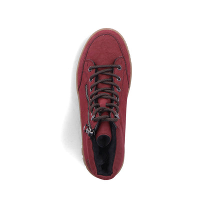 Rieker TEX Y6104-35 Burgundy Ankle Boots with Lace & Side Zip