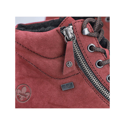 Rieker TEX Y6104-35 Burgundy Ankle Boots with Lace & Side Zip