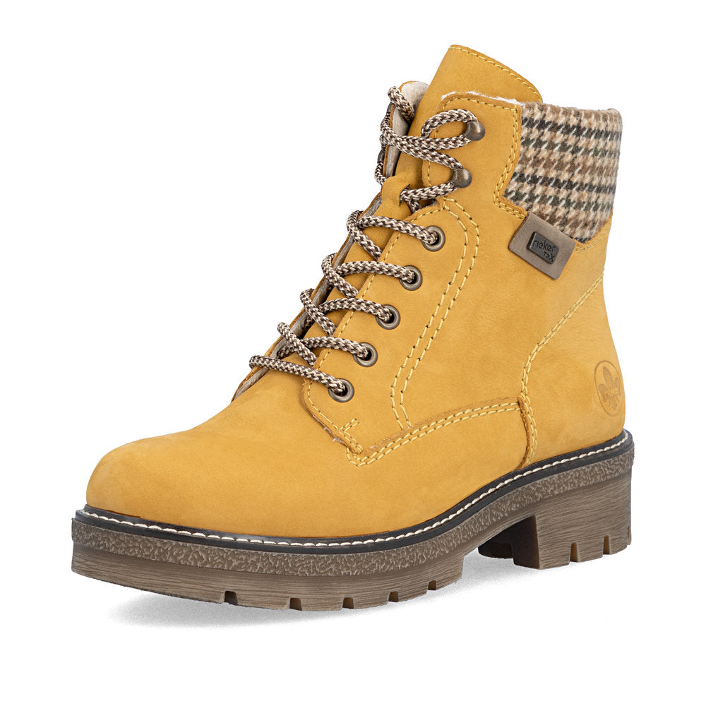 Rieker TEX Y8130-68 Mustard Yellow & Beige Mix Cuff Boots
