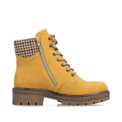Rieker TEX Y8130-68 Mustard Yellow & Beige Mix Cuff Boots
