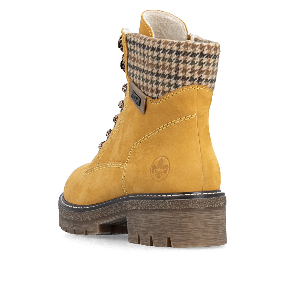 Rieker TEX Y8130-68 Mustard Yellow & Beige Mix Cuff Boots