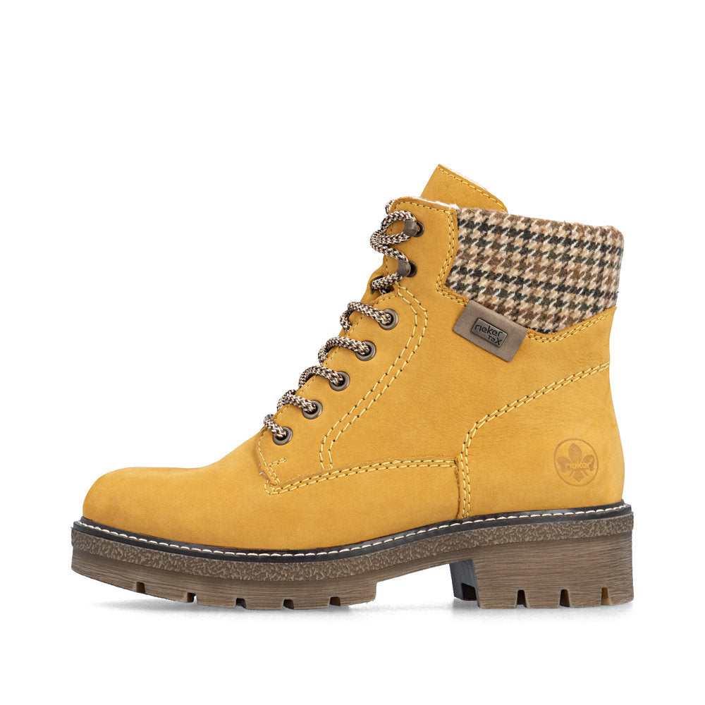 Rieker TEX Y8130-68 Mustard Yellow & Beige Mix Cuff Boots