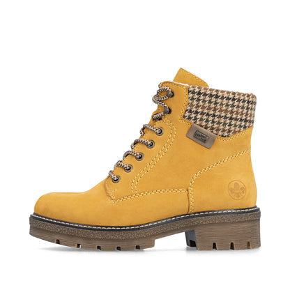 Rieker TEX Y8130-68 Mustard Yellow & Beige Mix Cuff Boots