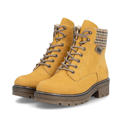 Rieker TEX Y8130-68 Mustard Yellow & Beige Mix Cuff Boots