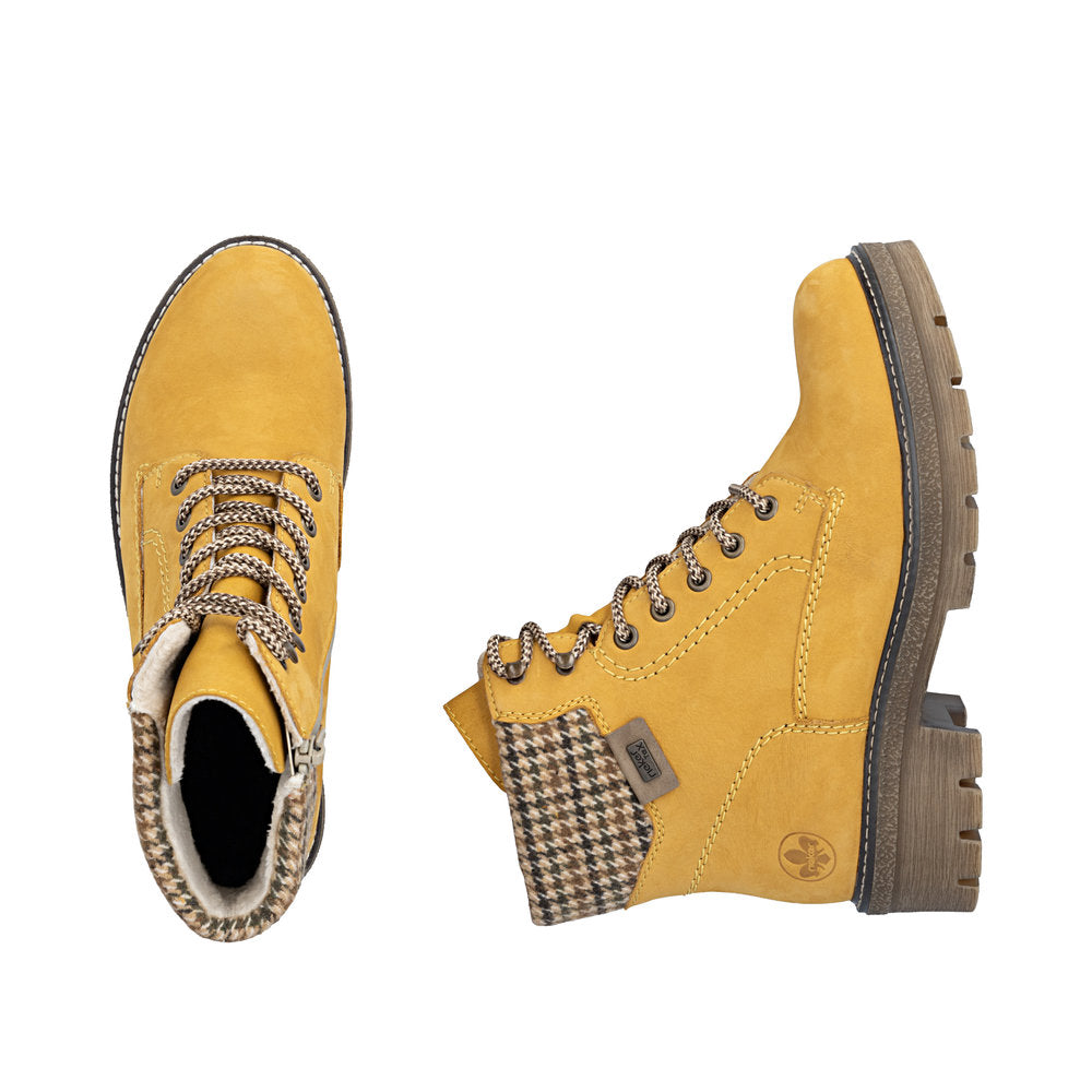 Rieker TEX Y8130-68 Mustard Yellow & Beige Mix Cuff Boots