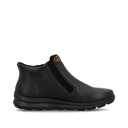 Rieker TEX Z0059-00 Black & Leopard Trim Ankle Boots