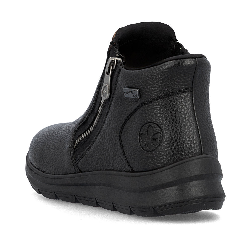 Rieker TEX Z0059-00 Black & Leopard Trim Ankle Boots