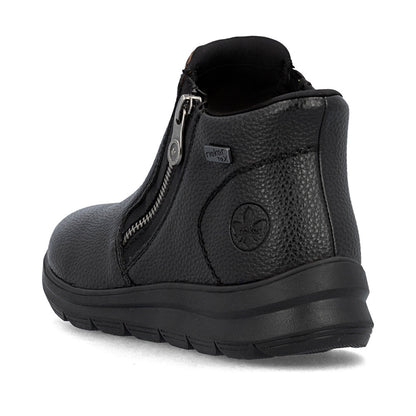 Rieker TEX Z0059-00 Black & Leopard Trim Ankle Boots