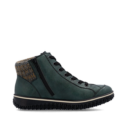 Rieker TEX Z4243-55 Peacock Green Lace Ankle Boots with Cuff