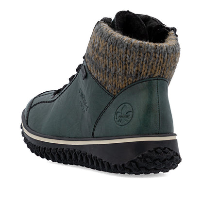 Rieker TEX Z4243-55 Peacock Green Lace Ankle Boots with Cuff
