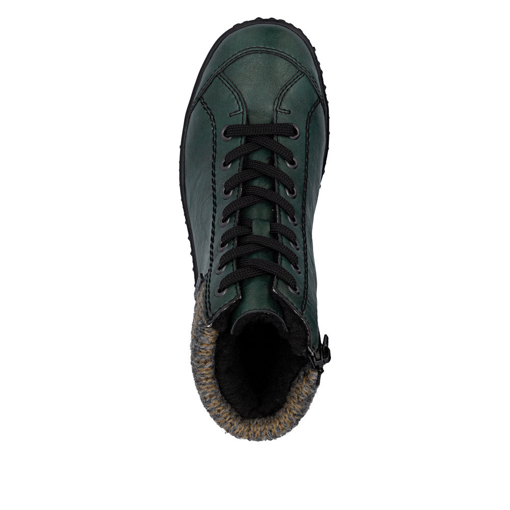 Rieker TEX Z4243-55 Peacock Green Lace Ankle Boots with Cuff