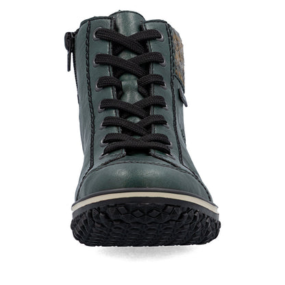 Rieker TEX Z4243-55 Peacock Green Lace Ankle Boots with Cuff