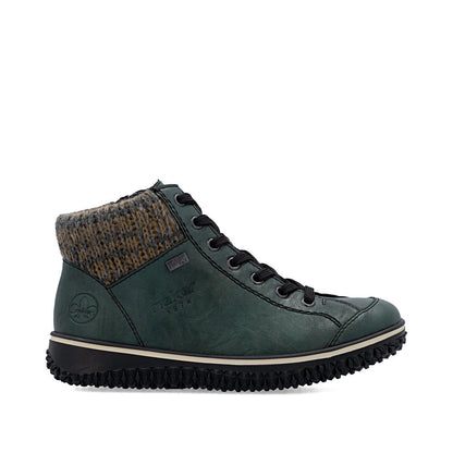 Rieker TEX Z4243-55 Peacock Green Lace Ankle Boots with Cuff