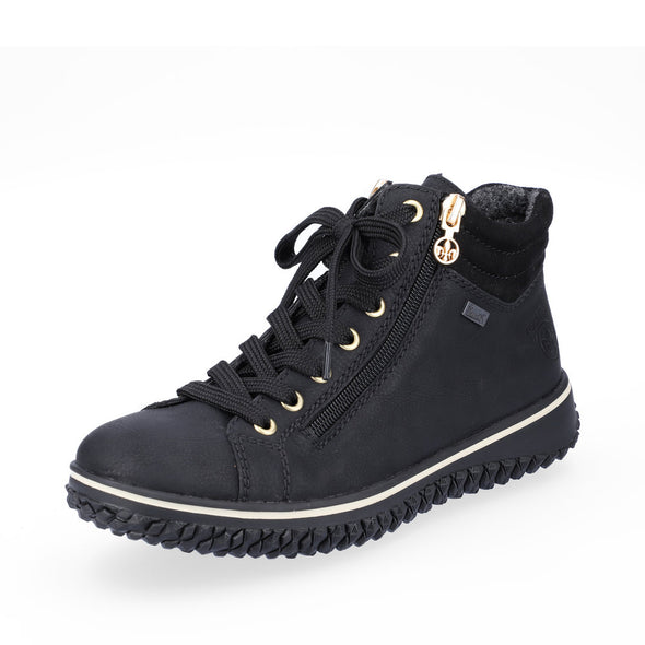 Rieker Z4263-00 Tex Black Boots with Lace & Zip