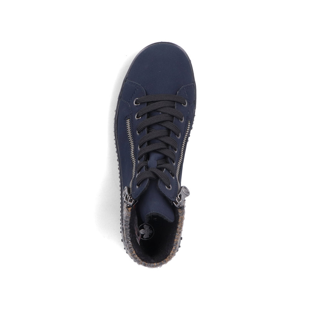 Rieker TEX Z4263-14 Navy Lace Ankle Boots with Grey Cuff