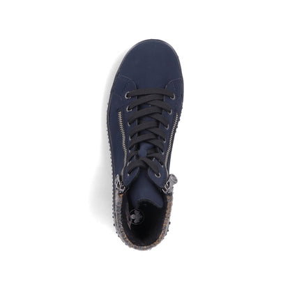 Rieker TEX Z4263-14 Navy Lace Ankle Boots with Grey Cuff