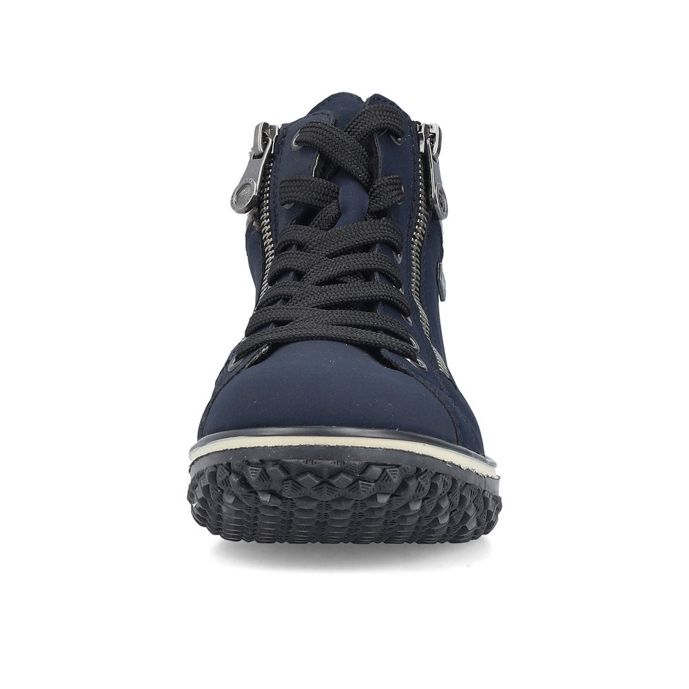 Rieker TEX Z4263-14 Navy Lace Ankle Boots with Grey Cuff