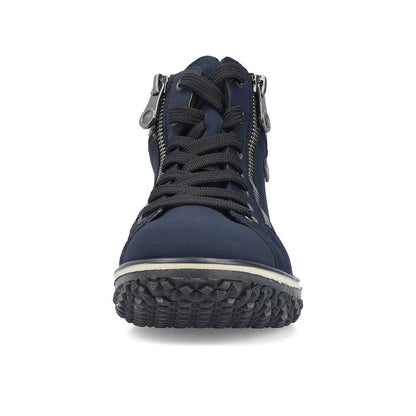 Rieker TEX Z4263-14 Navy Lace Ankle Boots with Grey Cuff