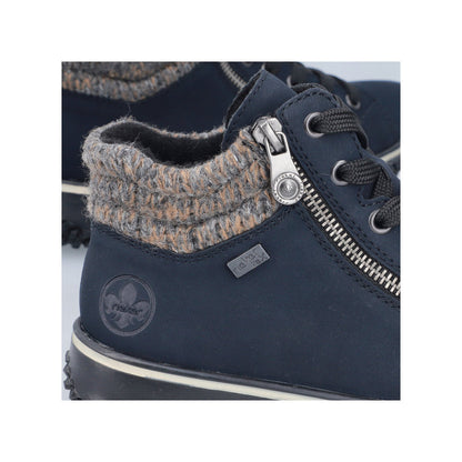 Rieker TEX Z4263-14 Navy Lace Ankle Boots with Grey Cuff