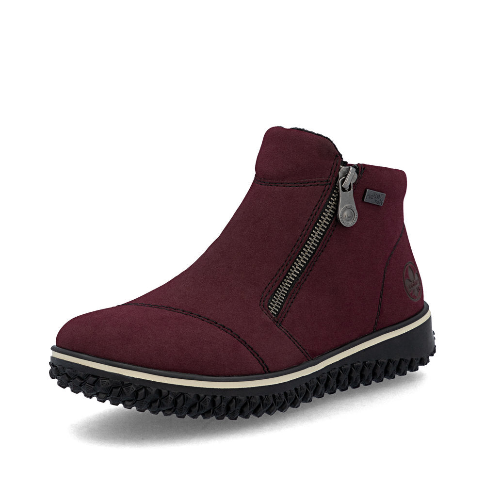 Rieker TEX Z4265-35 Burgundy Ankle Boots with Zip