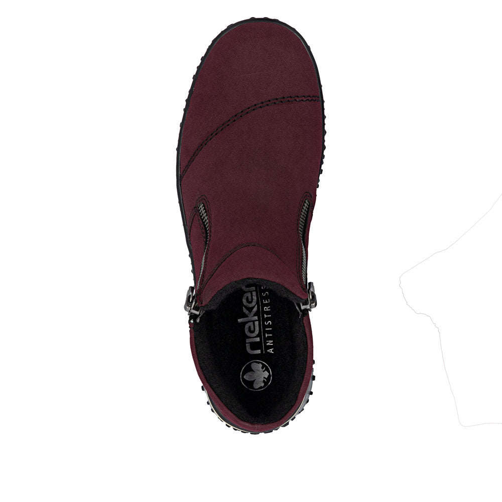 Rieker TEX Z4265-35 Burgundy Ankle Boots with Zip