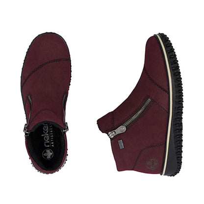 Rieker TEX Z4265-35 Burgundy Ankle Boots with Zip
