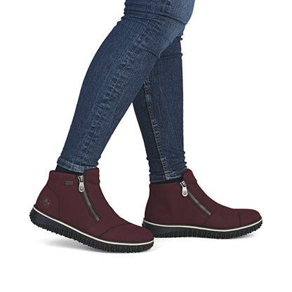 Rieker TEX Z4265-35 Burgundy Ankle Boots with Zip