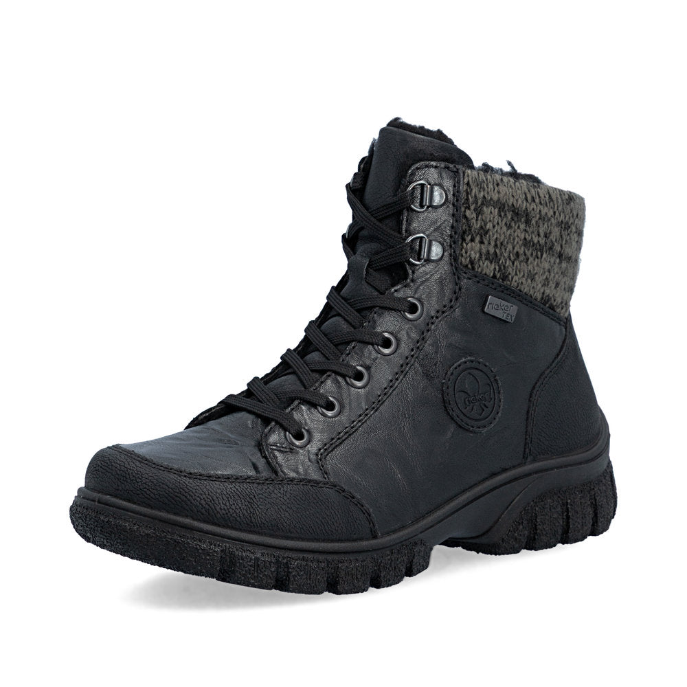 Rieker TEX Z7230-00 Black Boots with Cuff