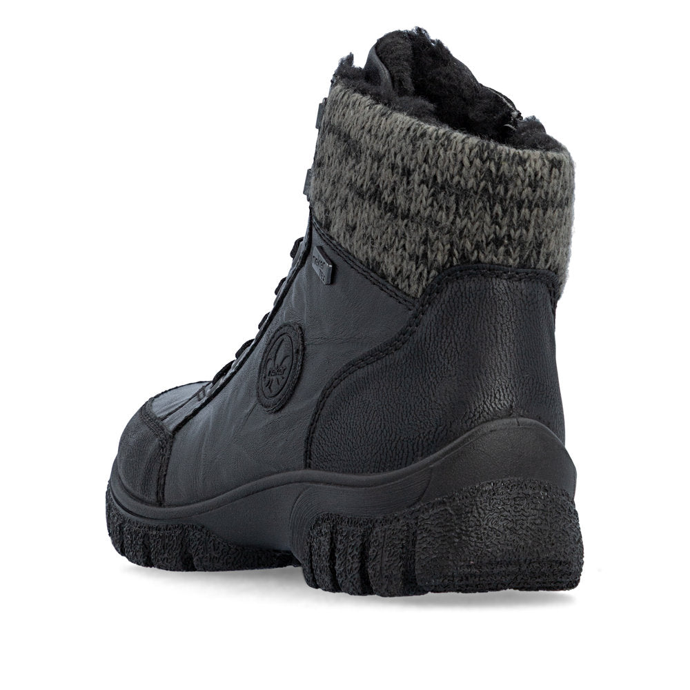 Rieker TEX Z7230-00 Black Boots with Cuff