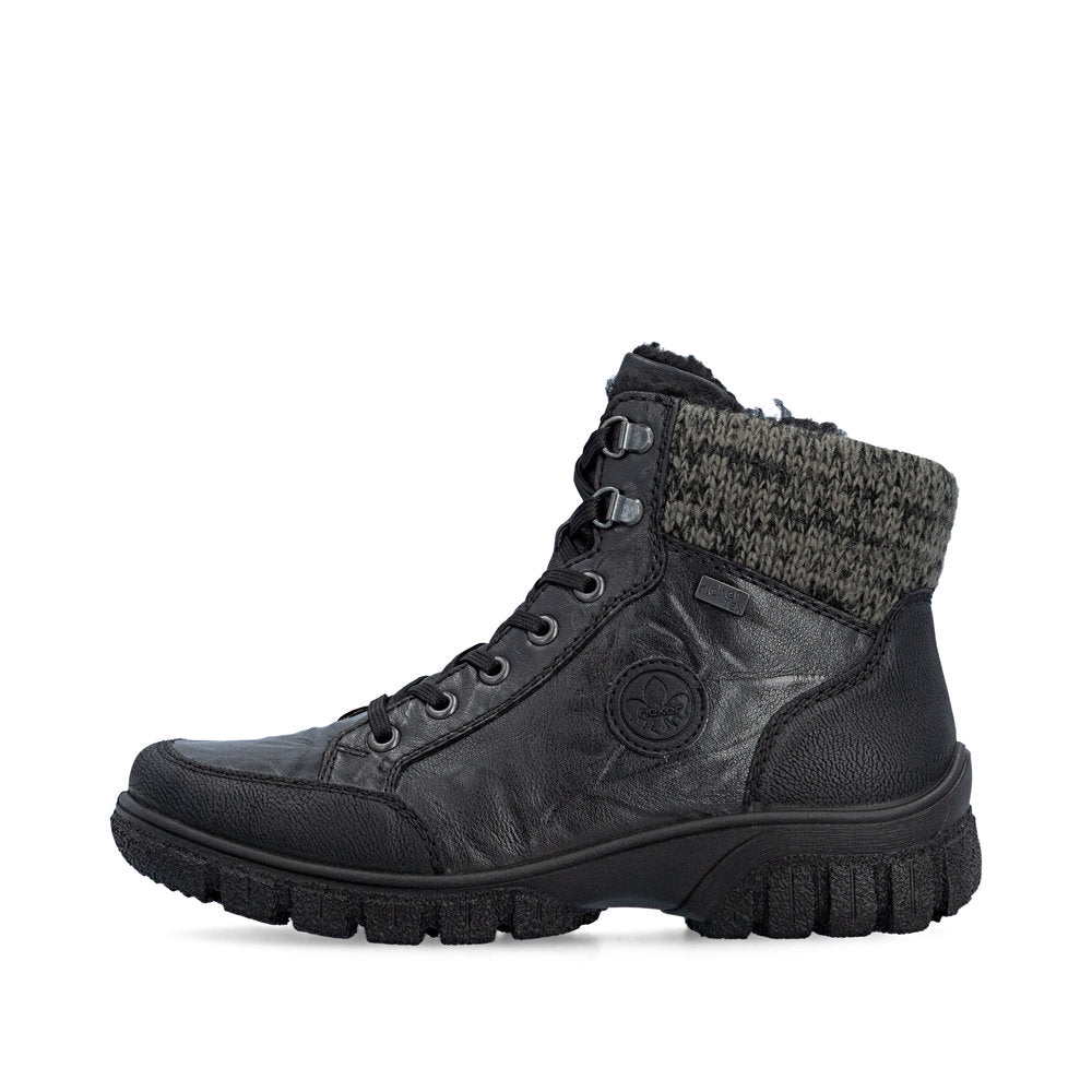 Rieker TEX Z7230-00 Black Boots with Cuff