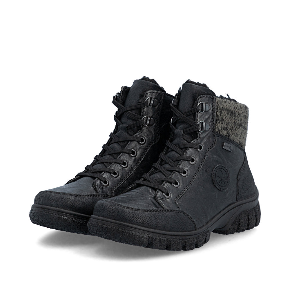 Rieker TEX Z7230-00 Black Boots with Cuff