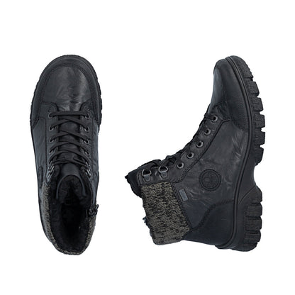 Rieker TEX Z7230-00 Black Boots with Cuff