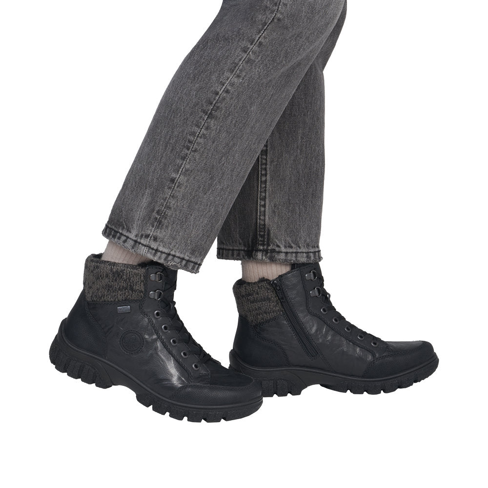 Rieker TEX Z7230-00 Black Boots with Cuff