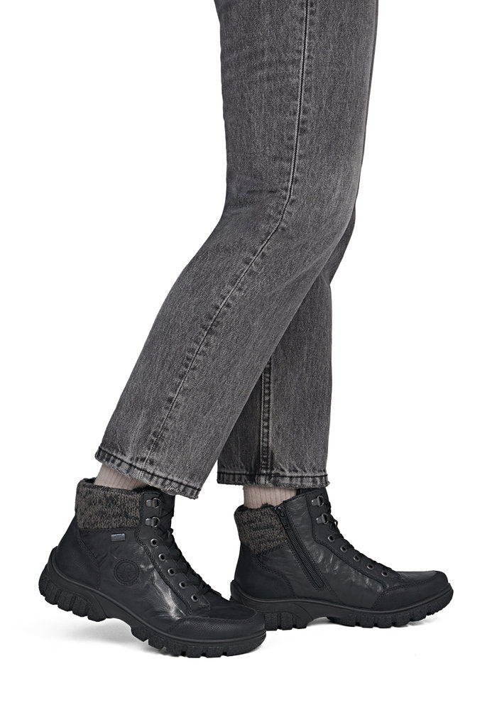 Rieker TEX Z7230-00 Black Boots with Cuff
