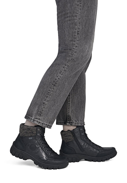 Rieker TEX Z7230-00 Black Boots with Cuff