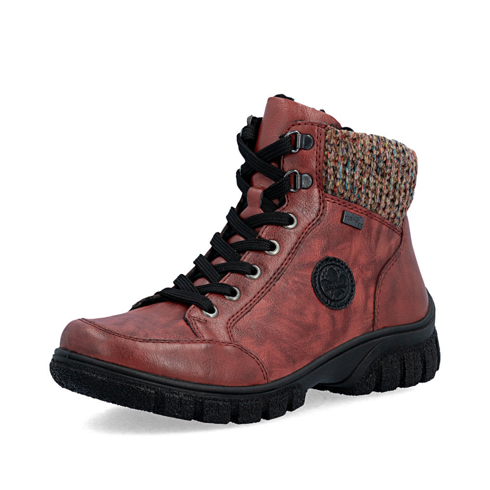 Rieker TEX Z7230-33 Red & Black Multi Boots with Cuff