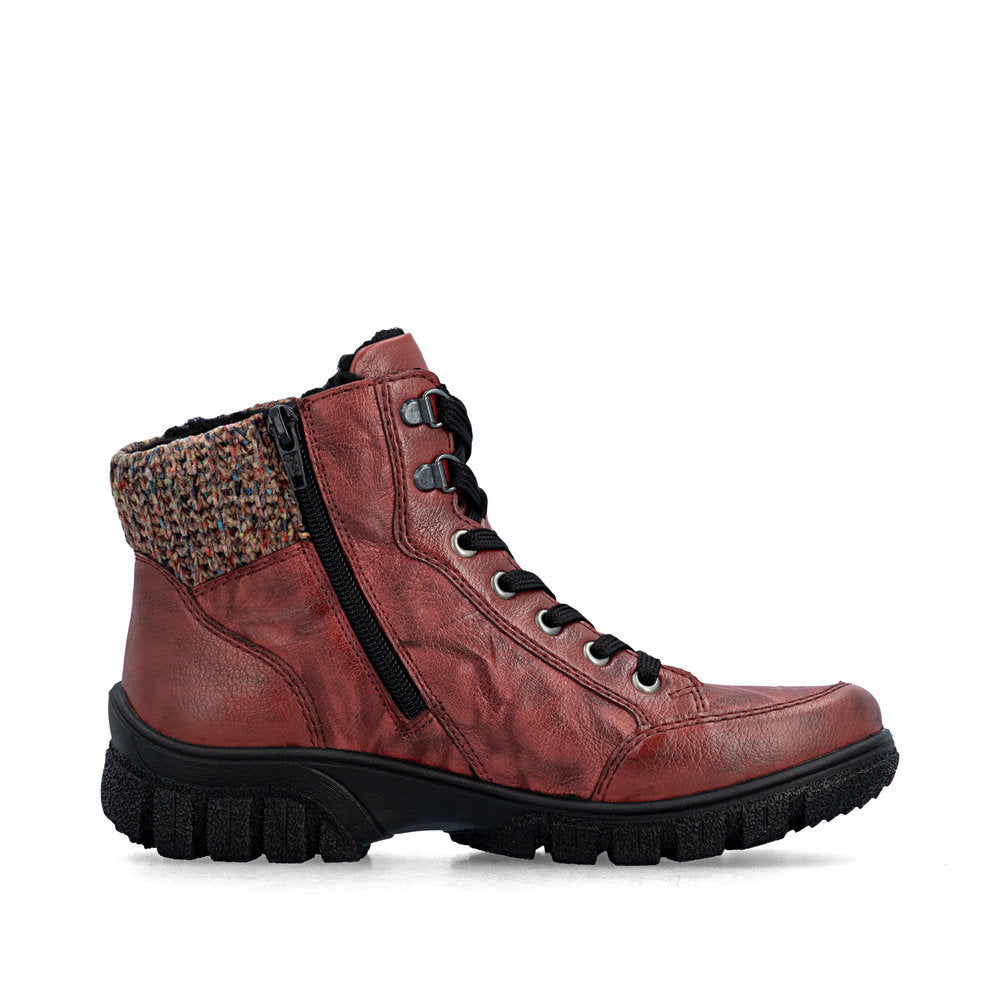 Rieker TEX Z7230-33 Red & Black Multi Boots with Cuff