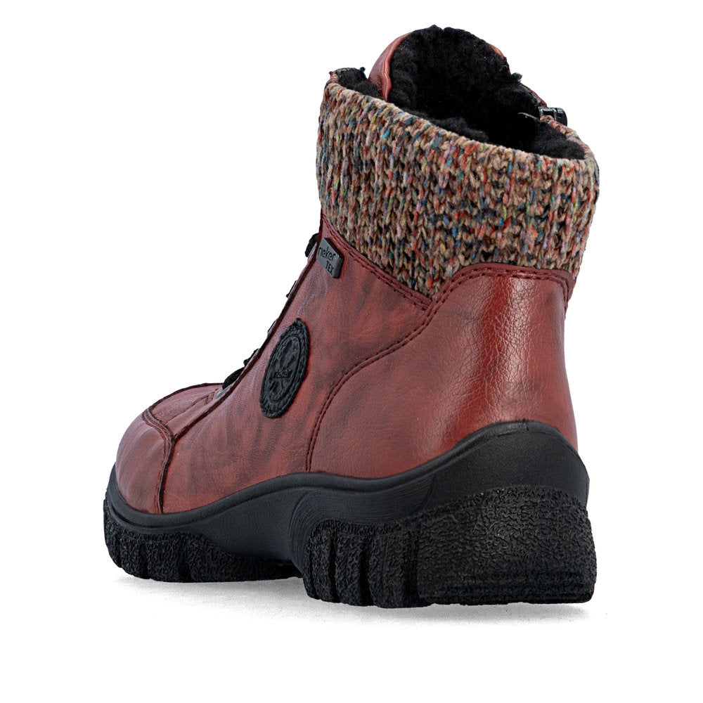 Rieker TEX Z7230-33 Red & Black Multi Boots with Cuff