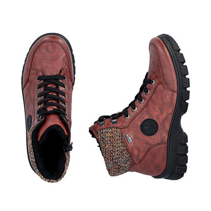 Rieker TEX Z7230-33 Red & Black Multi Boots with Cuff